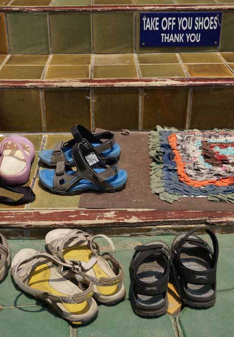 Shoes outside a Thai temple
