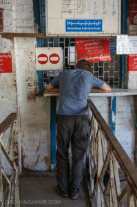 Buying train tickets in Yangon