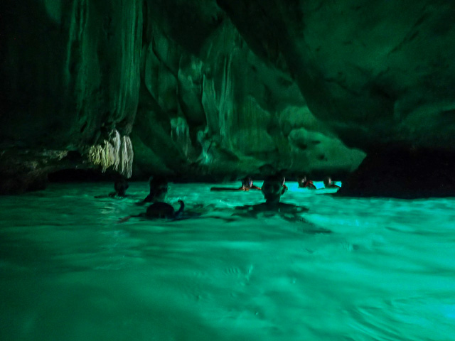 Emerald light in the cave