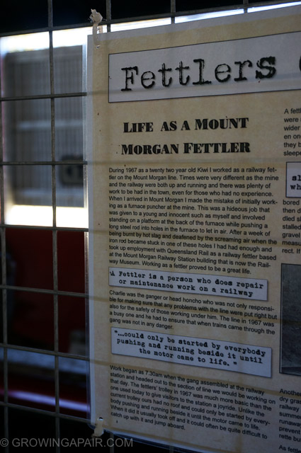 Sign in the Mount Morgan Railway museum