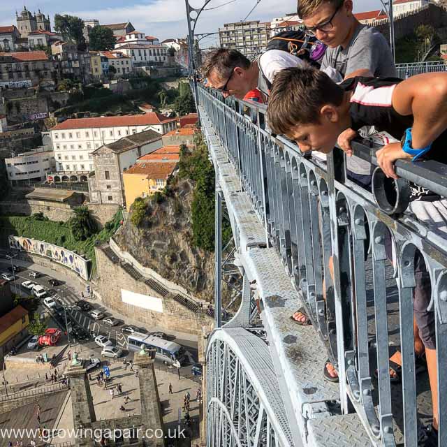 Looking over the bridge in Porto, Portugal