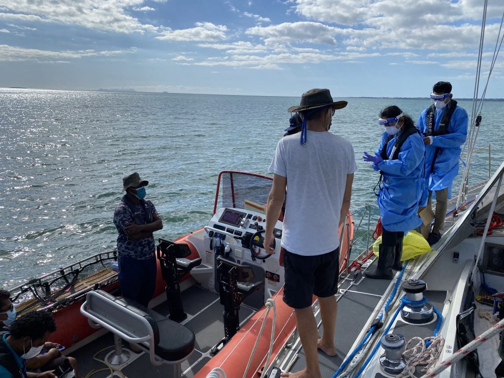 COVID test in Fiji on a boat