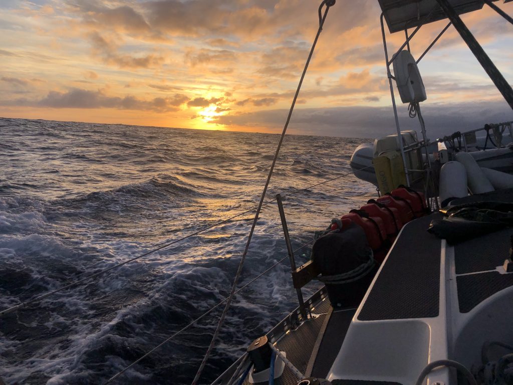 Sunset on the first day at sea