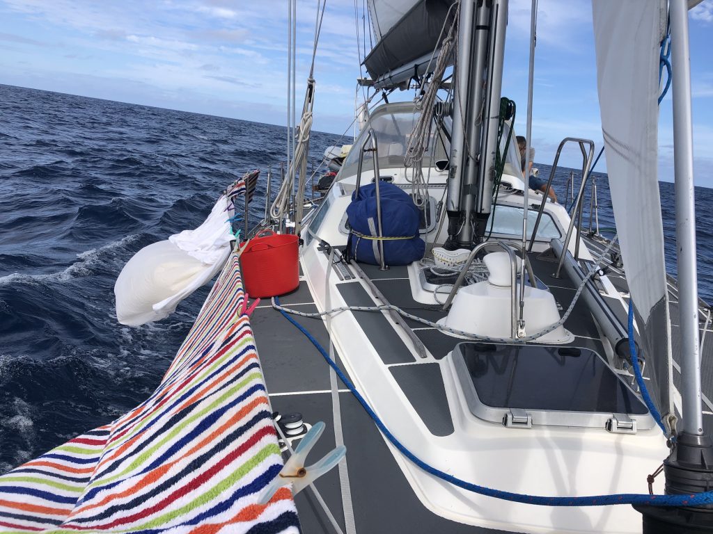 Doing the laundry on a calm day at sea
