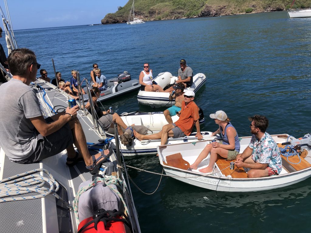 Welcoming committee after 32 days at sea, at Taiohae Bay, Marquesas